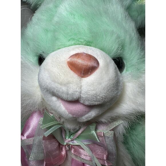 Dan Dee Hoppy Hopster Bunny Plush Mint Green Rainbow 21” Large Easter Rabbit - Picture 2 of 10